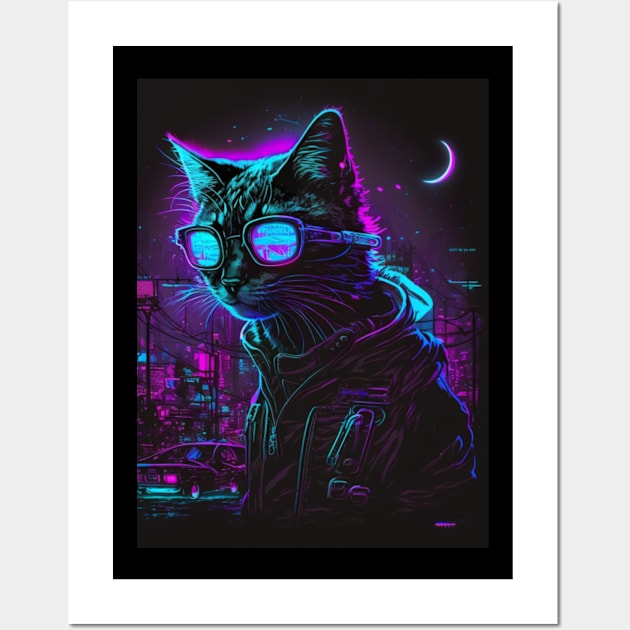 Cyberpunk Cat Wall Art by HansWans